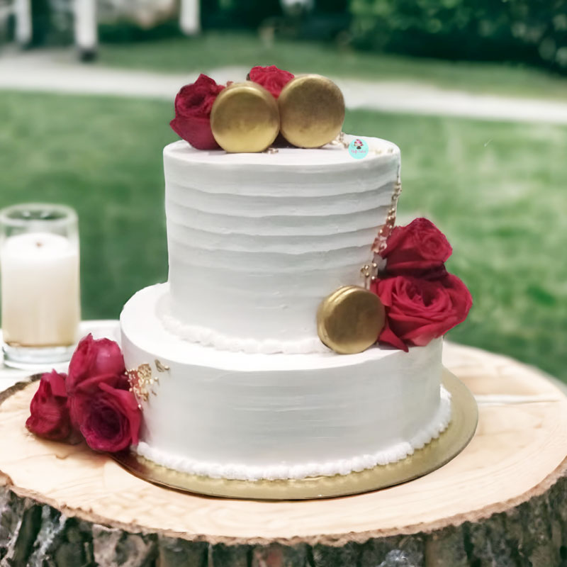 White-Engagement-Cake